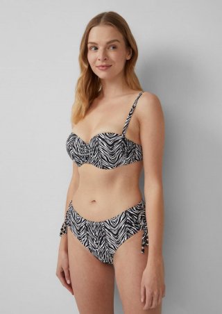 s.Oliver Bandeau-Bikini-Top mit abstraktem Muster Mix & Match - schwarz