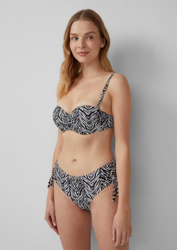 s.Oliver Bandeau-Bikini-Top mit abstraktem Muster Mix & Match - schwarz
