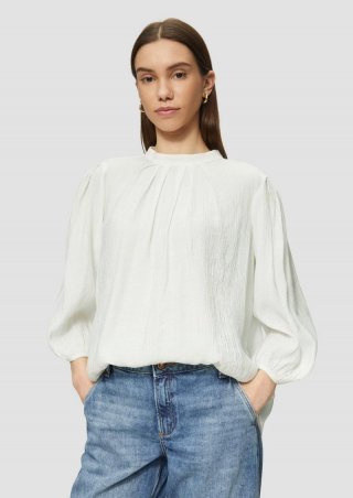 s.Oliver Viskosemix-Bluse mit Crinkle-Struktur - ecru