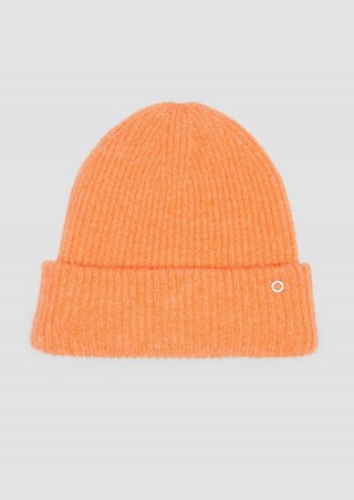 s.Oliver Beanie mit Umschlag und Logo-Detail - orange