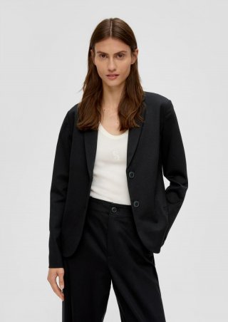 s.Oliver Jersey-Blazer mit Twillstruktur - schwarz