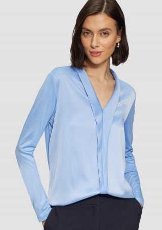s.Oliver Satin-Blusenshirt mit Blende - hellblau