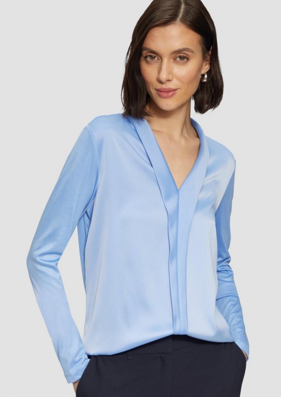 s.Oliver Satin-Blusenshirt mit Blende - hellblau