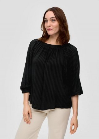 s.Oliver Fließende Bluse mit Streifenmuster - schwarz