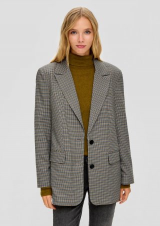 s.Oliver Blazer mit Hahnentrittmuster - ecru