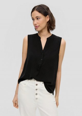 s.Oliver Ärmellose Bluse aus Crêpe - schwarz