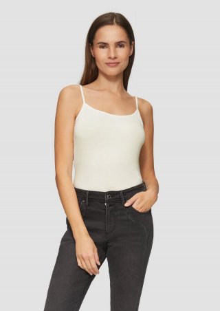 s.Oliver Spaghettiträger-Top aus Baumwollstretch im Slim Fit - creme