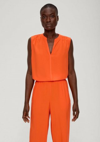 s.Oliver Viskosebluse mit Raffung - dunkelorange