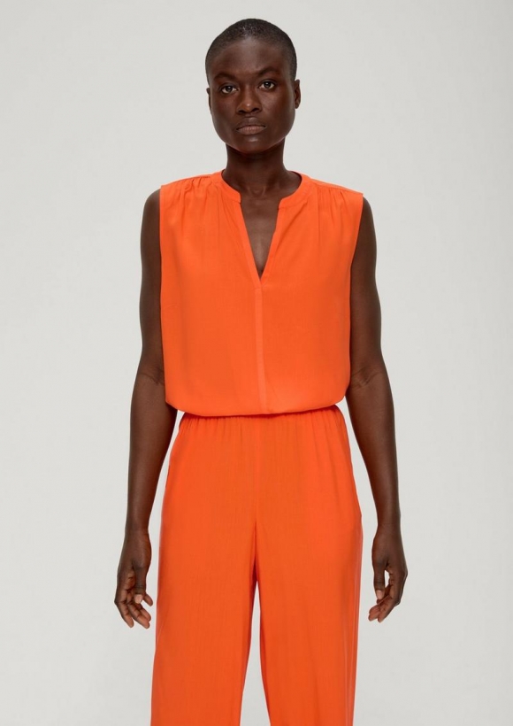 s.Oliver Viskosebluse mit Raffung - dunkelorange