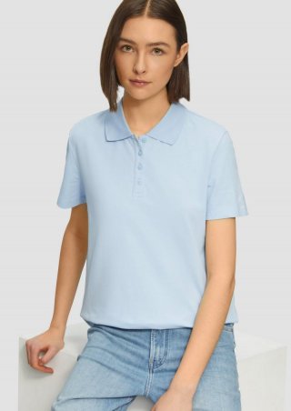 s.Oliver Piqué-Poloshirt aus Baumwollmix - blassblau