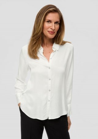 s.Oliver Lange Hemdbluse aus reiner Viskose - creme