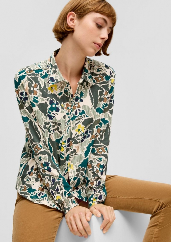 s.Oliver Bluse aus Baumwollstretch - petrol