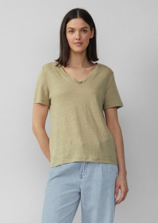 s.Oliver T-Shirt aus Leinen mit V-Ausschnitt - hellbraun