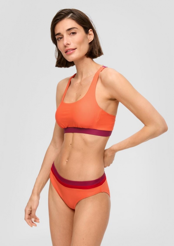 s.Oliver Bandeau-Bikini-Top mit Colour-Blocking - orange