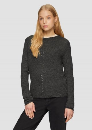 s.Oliver Weicher Strickpullover mit Ajour-Detail - schwarz