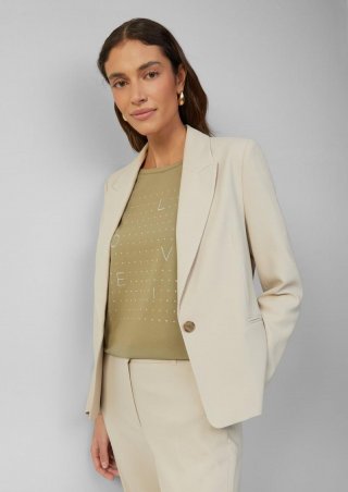 s.Oliver Antaillierter Blazer aus Waffel-Piqué - beige