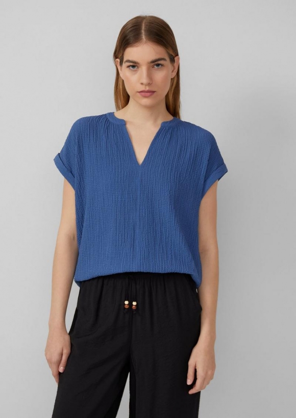 s.Oliver Strukturierte Bluse aus Viskosemix - royalblau