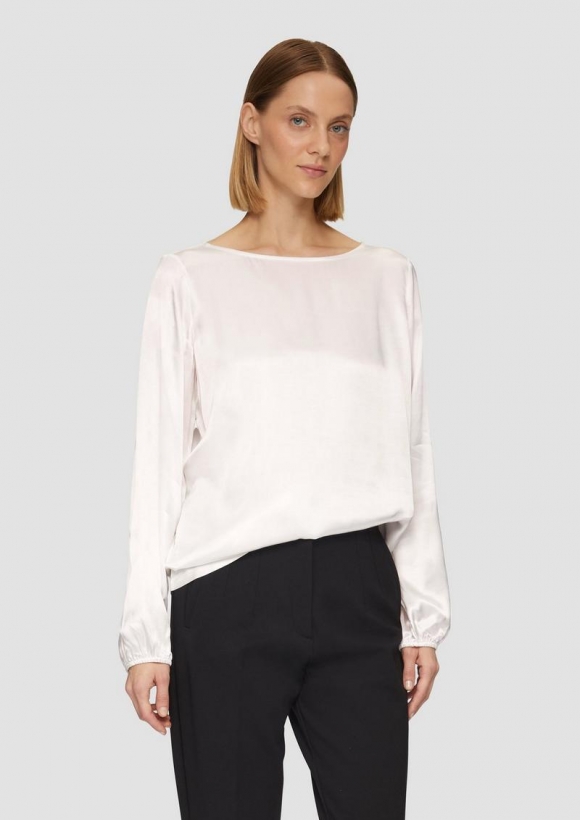 s.Oliver Satiniertes Blusenshirt aus Viskose - ecru