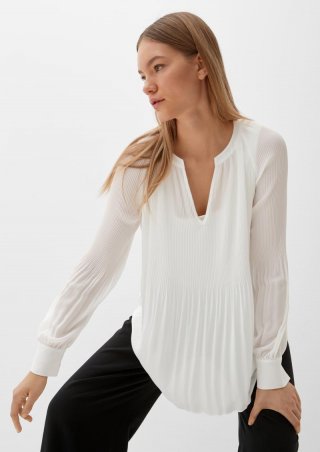 s.Oliver Bluse mit Plissée-Struktur - ecru