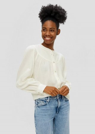 s.Oliver Bluse mit Dobby-Struktur im Loose Fit - creme