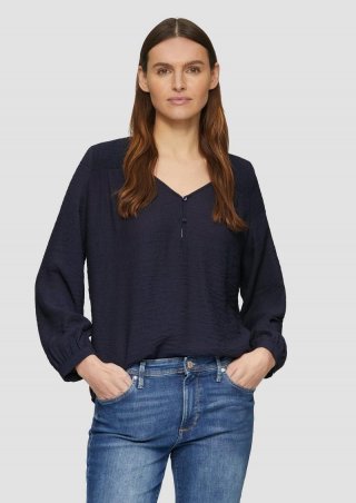 s.Oliver Strukturierte Bluse aus Viskosemix mit Smok-Details - navy