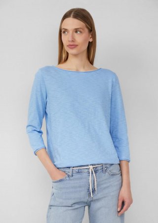s.Oliver Shirt mit Flammgarnstruktur und 3/4-Ärmeln - himmelblau