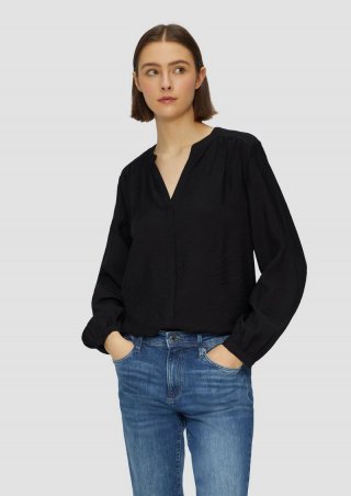 s.Oliver Bluse aus Viskosemix mit Raffung - schwarz