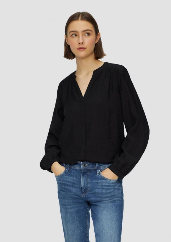 s.Oliver Bluse aus Viskosemix mit Raffung - schwarz