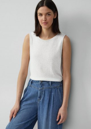s.Oliver Semitransparentes Stricktop mit Rundhalsausschnitt - creme