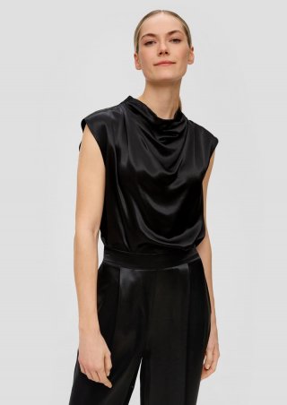 s.Oliver Blusentop aus Satin - schwarz