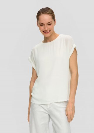 s.Oliver Bluse mit Chiffon-Layer - ecru