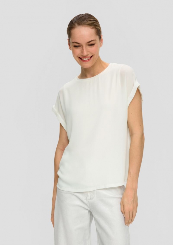 s.Oliver Bluse mit Chiffon-Layer - ecru