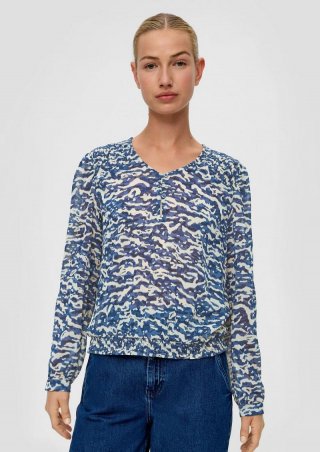 s.Oliver Chiffonbluse mit Allover-Print - dunkelblau
