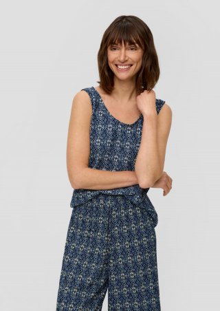s.Oliver Plissiertes Shirt aus Jersey - tiefblau