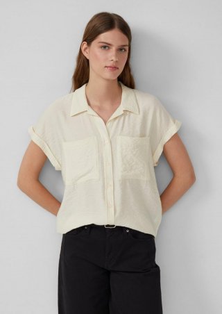 s.Oliver Bluse aus strukturiertem Viskosemix mit aufgesetzter Tasche - champagner