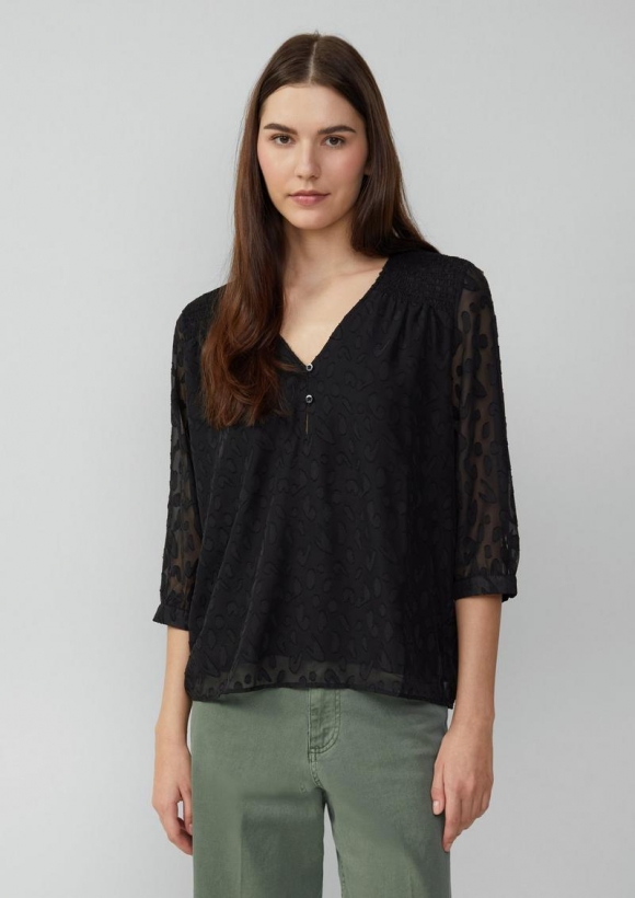 s.Oliver Bluse aus Struktur-Chiffon im Relaxed Fit - schwarz