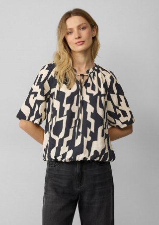 s.Oliver Strukturierte Bluse mit Halbarm im O-Shape - schwarz