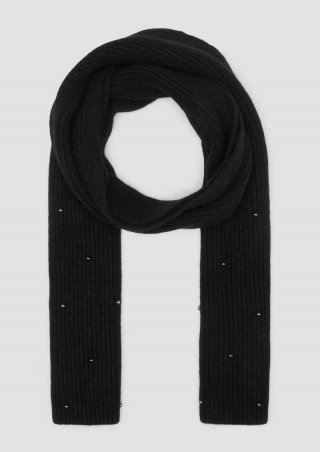 s.Oliver Gestrickter Schal mit Schmuckperlen - schwarz