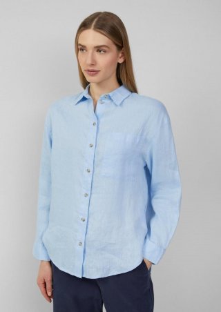 s.Oliver Bluse aus reinem Leinen mit Brusttasche - hellblau