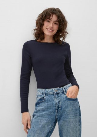 s.Oliver Longsleeve mit Rippstruktur - navy
