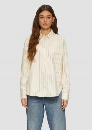s.Oliver Oversized-Hemdbluse mit Nadelstreifen - beige