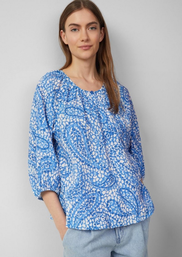 s.Oliver Strukturierte Relaxed-Fit-Bluse mit Raffungen und Raglanärmeln - royalblau