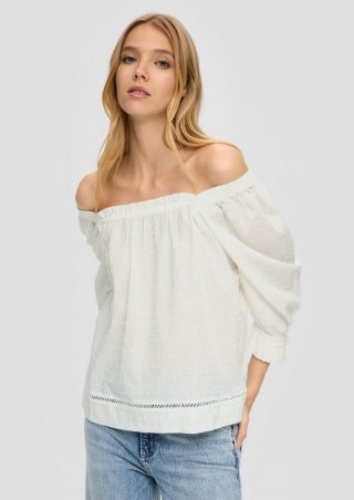 s.Oliver Off-Shoulder-Bluse mit Dobby-Struktur - creme