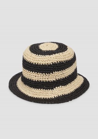 s.Oliver Hut aus Raffia mit Logo-Ring - schwarz