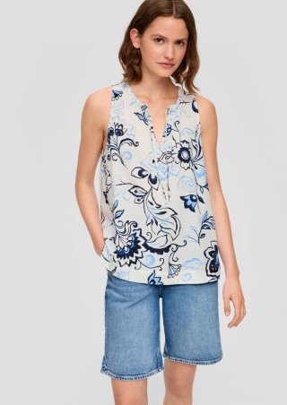 s.Oliver Blusenshirt aus Viskose mit All-over-Print - blau