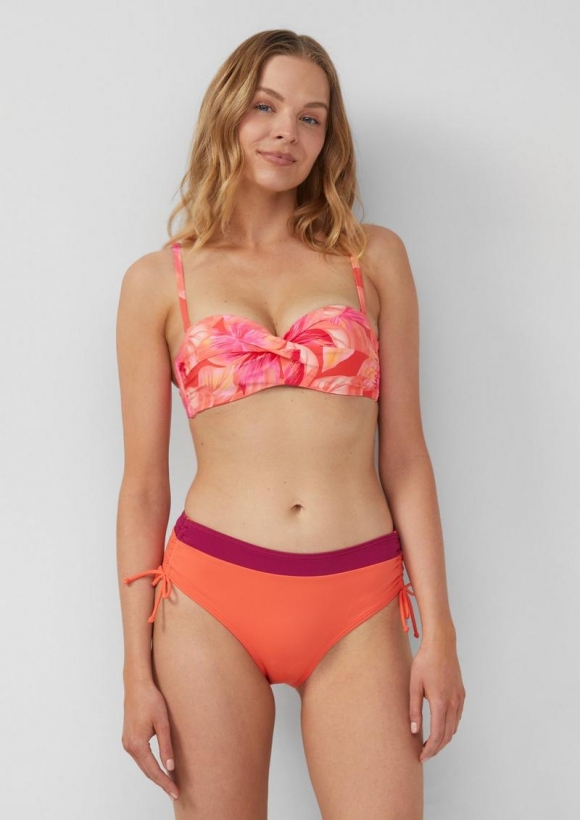 s.Oliver Bandeau-Bikini-Top mit floralem Muster Mix & Match - pink
