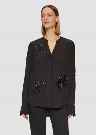 s.Oliver Tunika-Bluse mit Pailletten-Detail - schwarz