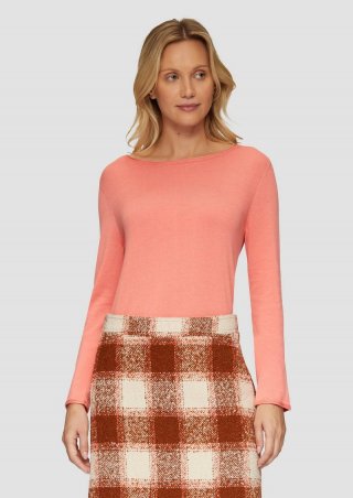 s.Oliver Leichter Feinstrickpullover mit Rollkante - himbeere