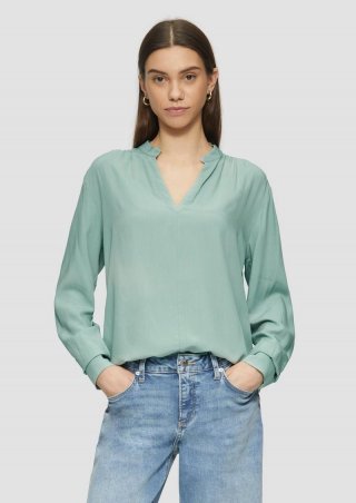 s.Oliver Viskosebluse mit Smok-Detail an der Schuler - salbeigrün