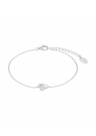 s.Oliver Silber-Armband mit Zirkonia-Stein und Perle - silber